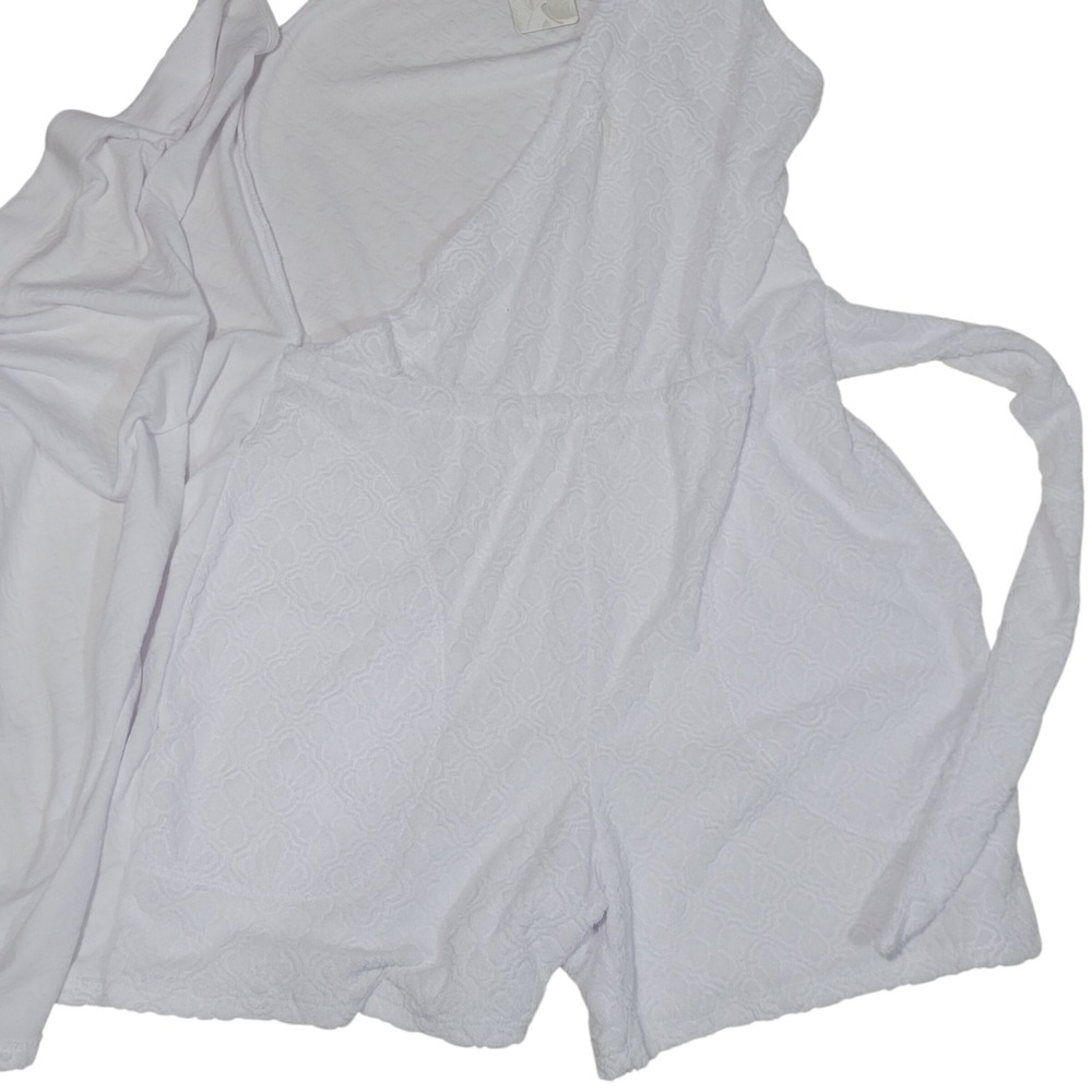 Tommy Bahama Wrap Textured Romper Women XS White‎ Terry Cloth Jacquard Cover Up - Picture 8 of 16